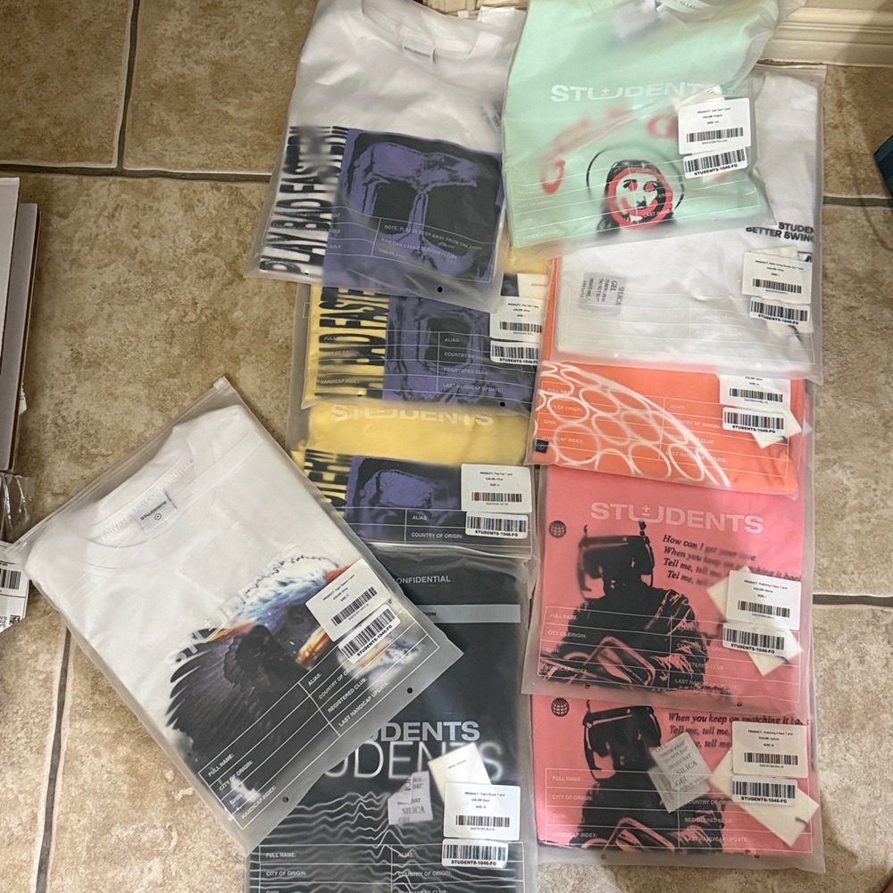 NWT 3 Piece Random Size  STUDENTS Graphic Short Sleeve Tee Resellers Lot